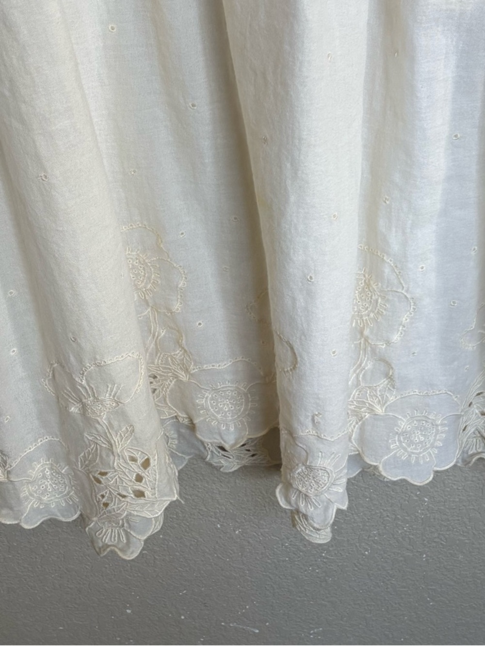 Gudrun Sjödén Ivory Cotton Embroidered Midi Dress Large Boho - Picture 4 of 6
